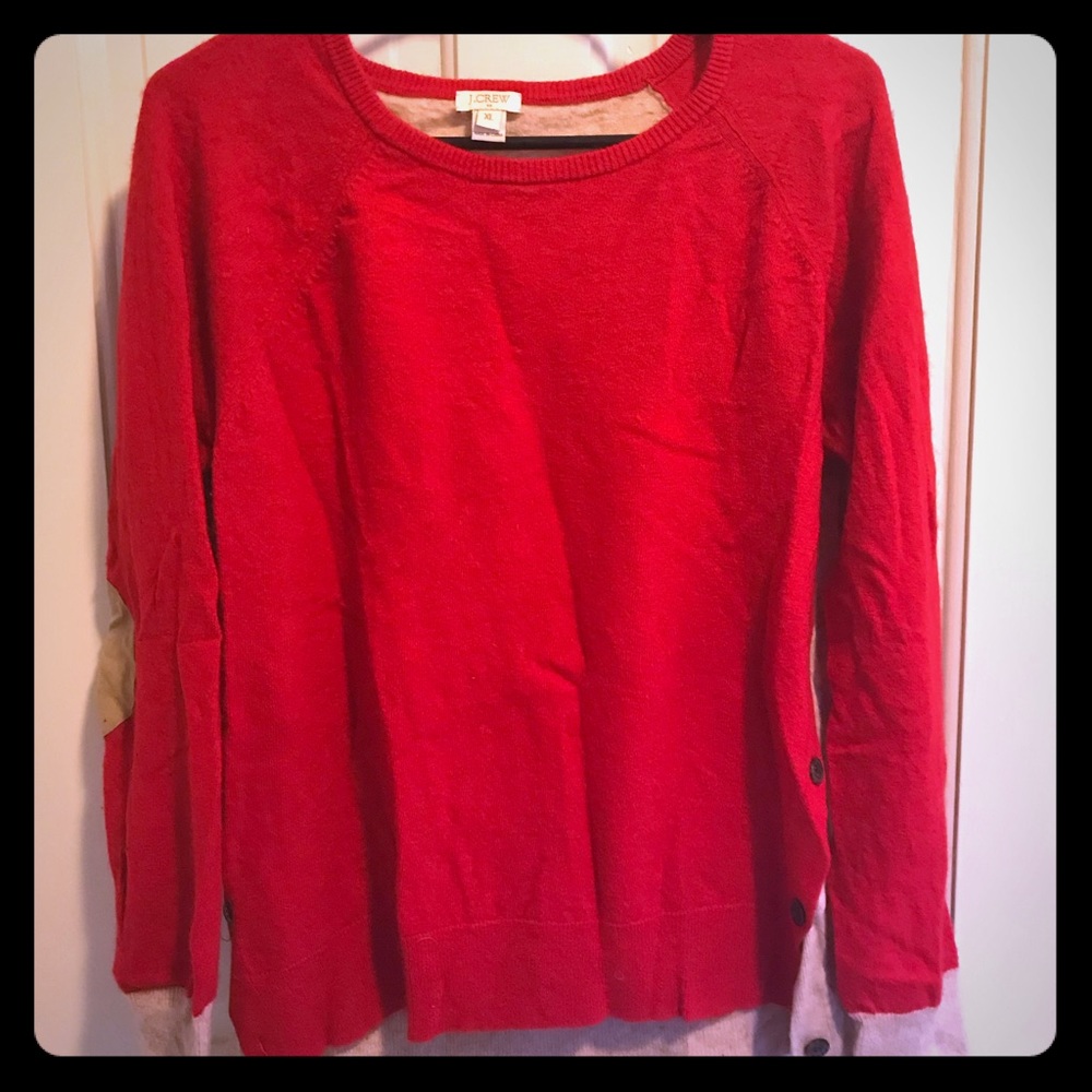 XL J. Crew Red and Tan Sweater
